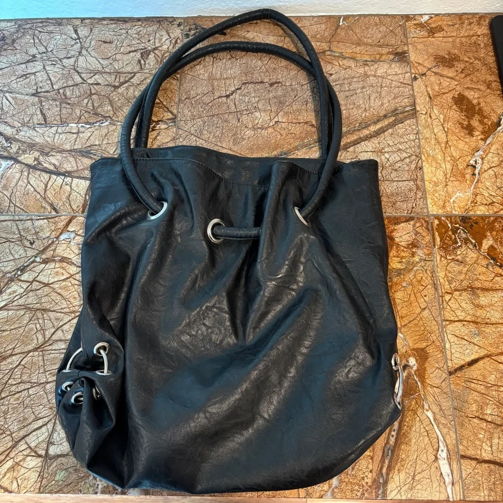 Daisy Fuentes Black Studded Shoulder Bag